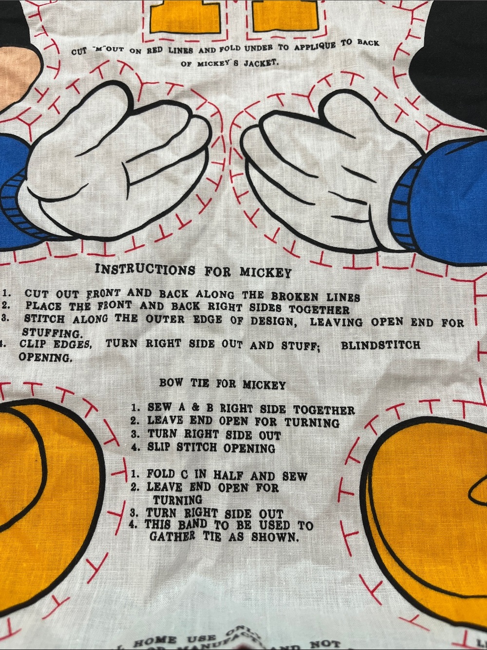 Disney Mickey Mouse Cut-and-Sew Panel in Black, Red, Blue, Yellow - Picture 3 of 4